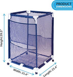 Essentially Yours Rolling Pool Storage Organizer Bin, Medium, (25.4" W x 25.4" L x 40" H), Blue / White Style 417227