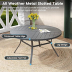 DIFY 9 Pieces Outdoor Patio Dining Set, 8 Grey Textilene Swivel Dining Chairs and 59.8" Grey Round Metal Dining Table, Outdoor Table and Chairs