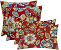 RSH DECOR: Lumbar & Square Throw Pillows Set of 4 | 20" x 12" & 17" x 17" | All-Weather Spun Fabric | Water and Fade-Resistant | Outdoor Accent Pillows for Patio Furniture | Daelyn Cherry