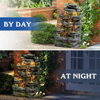TITIMO 7-Tier Cascading Rock Water Fountain Outdoor Garden Waterfall with Lights,Fountain Indoor Decor for Garden, Patio, Backyard, Deck, Porch and Home Art Decor (24" H)