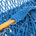 Original Pawleys Island Deluxe Coastal Blue DuraCord Rope Hammock – 13 ft. x 60 in., 2-Person, 450 lb Capacity, Oak Spreader Bar, Zinc-Plated Hardware, Handcrafted in The USA