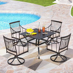 PHI VILLA Swivel Chairs Set of 4 Patio Dining Rocker Chair with Cushion Rocking Patio Furniture for Garden Backyard Bistro, Beige