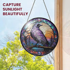 FLAGWIX Christmas Raven Decor - Crow Stained Glass Window Hanging 10 in - Black Crow Sun Catchers Indoor Window for Gothic Home Decor, The Raven Gifts for Women Friends Family, Christmas Decorations