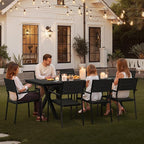 Pellebant 13 Piece Patio Table and Chairs Set for 12, Aluminum Outdoor Dining Set with Umbrella Hole, Stackable Dining Chairs & 114" Dining Table, Black