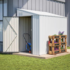 4×8 FT Outdoor Metal Storage Shed,Heavy-Duty Lean to Storage Shed with Lockable Door and Reinforced Beams,All Weather Waterproof Storage House W/2 Air Vents,for Backyard,Patio,Lawn,White
