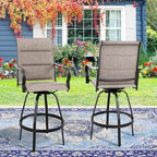 Vongrasig 4 Piece Outdoor Patio Swivel Bar Chairs, All Weather Padded Sling Textile High Top Bar Stools, Bistro Set for Backyard, Lawn Garden, Balcony, Gray