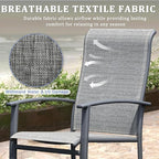 Outdoor Dining Chairs Set of 8, Stackable Patio Chairs with Metal Frame & Textilene Fabric, Perfect for Patio Garden Deck, Grey