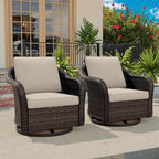 Vista Vibe Outdoor Patio 360 Degree Swivel Glider Rocker Chairs Set of 2, Washable Cushions, All-Weather & Steel Frame & Deep Seat Chairs, Balcony, Yard (Beige)