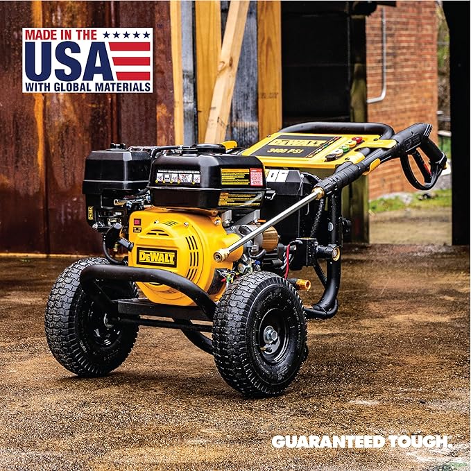 DeWalt DXPW3425E-S 3400 PSI Gas Pressure Washer, 2.5 GPM Axial Cam Pump, 208cc Recoil with Electric Start Engine, Spray Gun and Wand, 5 QC Nozzles, 5/16-in. x 25-ft. Hose, 49-State