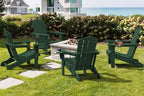 SERWALL Adirondack Chair with Cup Holders - Composite Adirondack Chairs Set of 4 HDPE Outdoor Chairs All Weather Use- Green