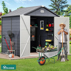 YITAHOME 8x6.2FT Outdoor Storage Shed w/o Floor, All-Weather Plastic Shed with Lockable Doors, Window & Vents, Plastic Tool Shed for Backyard, Patio, Poolside, Lawn, Gray