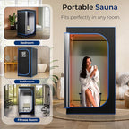 SereneLife Portable Steam Sauna for Home with 4L Steamer, Folding Chair, Remote Control, 9 Heat Levels, Compact Indoor Sauna Tent, Personal Spa, 71" x 35