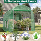 Walk-in Greenhouse 10×7×7FT, Outdoor Tunnel Greenhouse, Large Plant Hoop House for Outside, Hot House for Winter with 6 Ventilated Mesh Windows, Galvanized Steel Frame (Green, 10×7×7FT)
