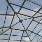TOOLPORT Hardtop Gazebo 13x13 ft with Aluminum Frame and Approx. 8 mm Polycarbonate Roof - Side Panels in Champagne