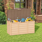 75 Gallon Outdoor Deck Box - Heavy Duty Resin Storage with Lockable Lid, UV Resistant for Patio Furniture Cushions, Pillows (Brown)