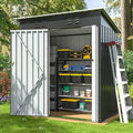 5x3 FT Outdoor Storage Shed, Garden Shed with Updated Frame Structure and Lockable Doors, Metal Tool Sheds for Backyard Garden Patio Lawn, Grey