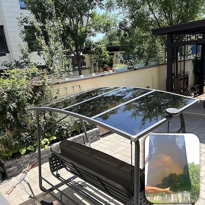 2mm Polycarbonate Sheet,polycarbonate greenhouse panels,Roofing Transparent Insulation Daylighting Panels,strong and not easily deformed,for Greenhouse Sheds Roofs,Carports.(Brown,5.1 x 19.7ft)