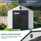 YITAHOME 8x10ft Outdoor Resin Storage Shed with Floor, 544 cuft Waterproof Garden Shed with Lockable Door, Windows & Vents, Plastic Tool Storage for Patio Furniture, Lawnmower, and Bike Storage, Gray