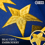 G128 Indiana State Flag | 1x1.5 Ft | StormFlyer Series Embroidered 220GSM Spun Polyester | Embroidered Design, Indoor/Outdoor, Brass Grommets, Heavy Duty, All Weather