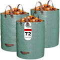 GreatBuddy 72 Gallon Reusable Yard Waste Bag,Heavy Duty,3 Pack Upright Lawn Bags with 4 Reinforced Handles for Garden Leaves and Waste Collection,Lightweight and Portable