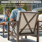 NATURAL EXPRESSIONS 4 Pieces Patio Furniture Sets,Outdoor Sectional Metal Furniture Conversation Set with Loveseat Chair,2 Single Chairs 1 Metal Table,6.5" Beige Cushions for Yard,Garden