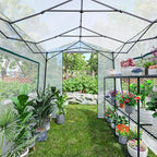 Joyside 8 x 6 FT Outdoor Pop up Greenhouse with Adjutable Reinforced Frame, Durable PE Cover and Mesh Windows, Portable Greenhouse for All Seasons, Easy Set Up (White, 8 x 6 FT)