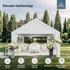 MFSTUDIO 16'x20' Party Tent, Outdoor Heavy Duty Party Tents with Removable Sidewalls, Large Canopy Tent Shelter for Outdoor Events Wedding Birthday, White