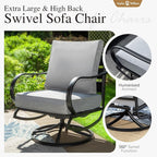 Sophia & William 2 Pieces Patio Furniture Sets Metal Sofa Chairs Patio Cushion Armchairs Swivel Sofa Chairs with Removable Cover for Garden Backyard Poolside Grey