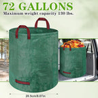 Reusable Yard Waste Bags, 72 Gallons Leaf Bags with Reinforced Handles,Heavy Duty Garden Waste Bag,Collapsible Trash Bag for Lawn Debris Leaves Grass Clippings(3 Packs)