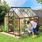 Polar Aurora 6x8 FT Greenhouse, Quick Aluminum Assembly Structure Polycarbonate Greenhouse, Walk-in Greenhouses for Outdoors with Ventilated Windows, Green Houses for Outside Backyard Garden