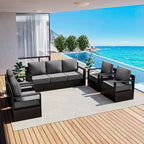 Outdoor Patio Furniture Set, 5-Piece Aluminum Patio Conversation Set All-Weather Metal Outdoor Sectional with 6 Inch Thick Cushions, Deep Setting for Garden, Outside and Porch