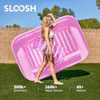 SLOOSH Inflatable Tanning Pool Lounger Float, 70" x 46" Pool Floats Adult with Pillow, 4 in 1 Suntan Tub Raft Floatie,Sunbathing Bed Lounge for Water Blow Up Kids Ball Pit Party Gifts, L-Pink White