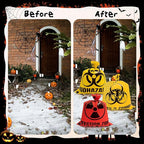 CNhoqc Halloween Lawn Trash Bags - 6Pcs Zombie Warning Reusable Waste Bags with Twist Ties, Fallen Leaf Grass Clipping Trash Container, Heavy-Duty Plastic for Biohazard Parties Outdoor Decorations