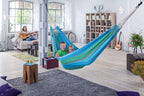 LA SIESTA Flora Hammock, Transform Your Backyard, Patio, or Porch into a Relaxation Oasis, Ultra Soft Cotton Hammock, Max 440 Lbs, Family Hammock, King, Curaçao