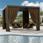 Gazebo Universal Replacement Privacy Curtain,10'×12' Gazebo Outdoor Waterproof Curtains, 4-Panels Sidewall Curtains with Double Zipper for Patio Canopy, Garden and Backyard (Curtain Only)