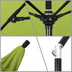 California Umbrella 9' Round Aluminum Pole Fiberglass Rib Market Umbrella, Crank Lift, Collar Tilt, Black Pole, Sunbrella Spectrum Mist