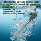 1800W Fully Submersible Water Heater for Bathtub & Swimming Pool – Portable Immersion Electric Heater with WiFi Timer & Auto Shut Off for Hot Tub, Above Ground Pool and Inflatable Pool