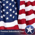 American Flag for Outside 10x15 Ft - TearProof Series Outdoor Use US Flags - Long Lasting, Fade Resistant - Thick Spun Polyester USA Banner - High Wind United States Flag - Embroidered Stars, Sewn Stripes, Brass Grommets