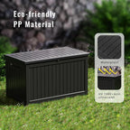 DRATO 280 Gallon Deck Box, Outdoor Large Waterproof Resin Storage Box with Lockable Lid for Patio Cushions, Gardening Tools, Black