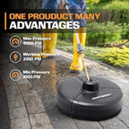 Edou Direct Pressure Washer Surface Cleaner - Heavy-Duty Plastic - 15'' - Black - Dual Spinning Nozzles for Fast Cleaning - Compatible with Most Electric Pressure Washers - 1/4 Inch Quick-Connect