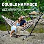 Hammock with Heavy-Duty Steel Stand for Outside，Hammocks 450 Lb Capacity，Portable Hammock，2 People Standing Hammocks，Suitable for Beach，Backyard, Gardens, Patio, Bedroom，100 * 40 * 38 Inch (Coffee)