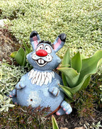 Ceramic Garden Decor - Bunny Lawn stake - Outdoor statue - Perfect, unique gifts for gardeners woman, men, yard gifts - Handmade, Frostproof