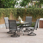 Patio Swivel Chairs Set of 6, Outdoor Dining Chairs with Textilene, Swivel & Rocker Metal Outdoor Patio Dining Chair All-Weather for Backyard, Gray Fabric with Black Frame
