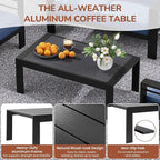 Solaste Aluminum Patio Furniture Set, 5 Seats Modern Outdoor Conversation Set Sectional Sofa with Upgrade Cushion and Coffee Table,Black Frame and Blue Cushion