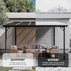 Aoxun 10' x 12' Gazebo for Patio, Gazebo Pergola with Sloped Roof, Large Wall-Mounted Heavy Duty Awnings, and LED Outdoor Waterproof Hanging Lights, for Backyard, Deck, Patio