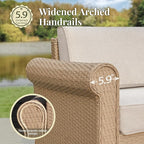 Patio Furniture Set, 6 Piece Outdoor Rattan Wicker Sectional Conversation Set with 5.5" Thick Waterproof Cushions and Coffee Table for Deck Backyard