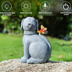 Solar Garden Statue Dog Figurine- Garden Art with Butterfly Light, Art Dog Sculpture for Patio,Balcony,Yard, Lawn-Unique Housewarming Gift for Mom Grandma
