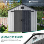 YITAHOME 8x10 FT Outdoor Storage Shed with Lockable Door, Large 544 Cuft Resin Shed with Floor Roof Windows Vents, All-Weather Plastic Storage Shed Tool Organizer for Backyard Garden Patio Lawn, Gray