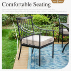 Sophia & William 7 Pieces Patio Dining Set with Rectangle Metal Table of 1.57"-1.9" Umbrella Hole and 6 Armchairs with Seat Cushions, Outdoor Conversation Furniture for Porch Backyard Balcony Deck