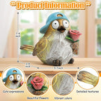 Garden Bird Statue for Decorations Outdoor Animal Figurines Little Bird Holding Flowers Sculpture Birds Figurines for Garden Yard Porch Patio Lawn Outside Home Decor Gift for Woman